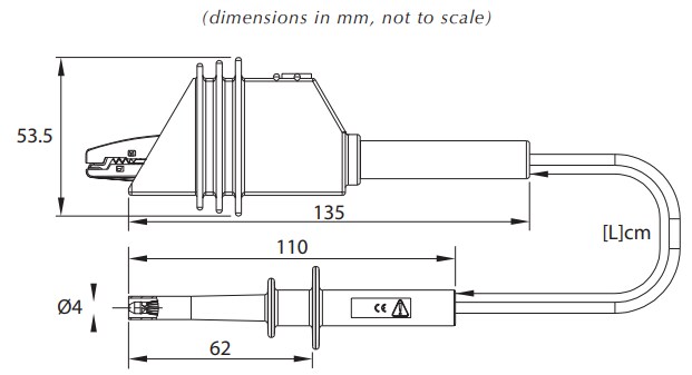 Mechanical Drawing - Cal Test Electronics CT3018 5kV Banana Plug Test Leads